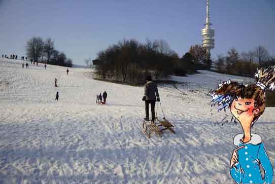 Steffi im Olympiapark im Winter